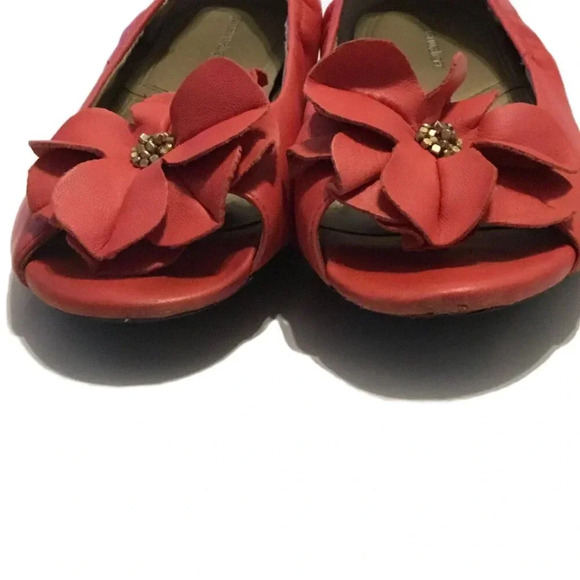 Naturalizer Peep Toe Ballet Flat Red Sz  9,5 M - Picture 6 of 6